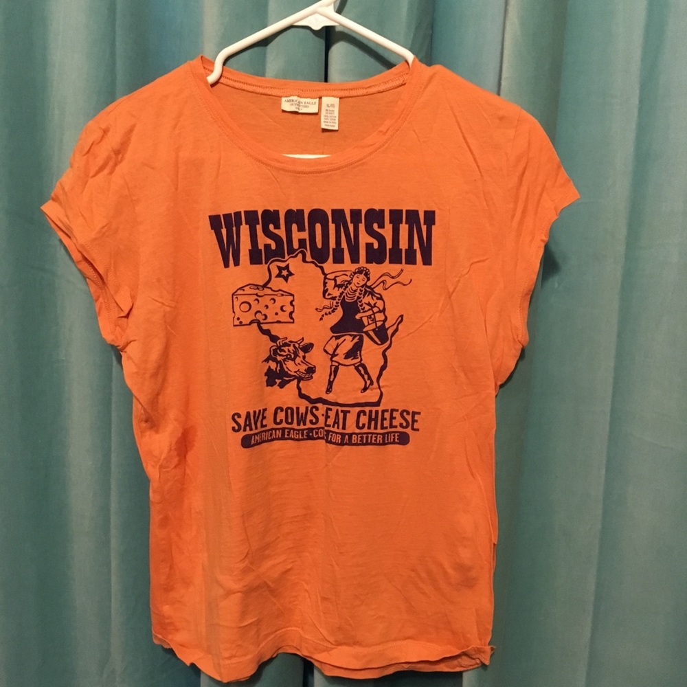 Funny Wisconsin State Tee. Save A Cow Eat Cheese.